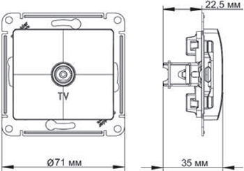 розетка ТВ (антенна коннектор) Systeme Electric Glossa - размеры
