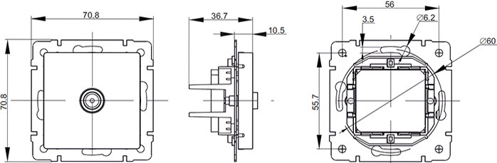 розетка ТВ IEK Brite - размеры