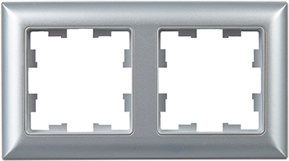 рамка 2-постовая IEK РУ-2-Бр Brite алюминий / алюминий - внешний вид