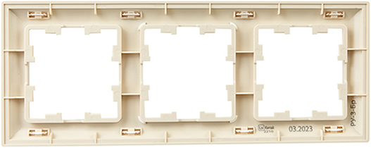рамка 3-постовая IEK РУ-3-Бр Brite бежевый / жемчужный - вид с тыльной стороны