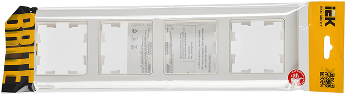 рамка 4-постовая IEK РУ-4-Бр Brite белый / белый - упаковка