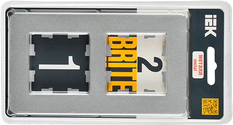 рамка 2-постовая IEK РУ-2-1-Бр металл алюминий RE Brite - упаковка