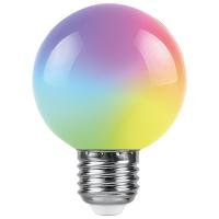 Лампа декор свд Е27 3Вт RGB G60 матовая Feron  плавная смена цвета