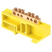 Шина нулевая 6*9 6групп DIN-изолятор желтый на DIN-рейку EKF 