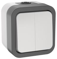 TORS Выключатель двухклавишный 10А IP55 TS205 сер-бел IEK