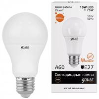 Лампа свд 220В E27 10Вт 3000К 880лм стандарт A60 матовая Gauss 