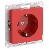 AtlasDesign красный розетка скрытая 1-мест заземление шторки быстрозажим. клем. IP20 