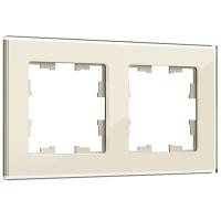 BRITE Рамка 2-мест. РУ-2-2-БрВа стекло ванильный IEK