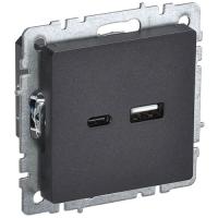 BRITE Роз. USB A+C 18Вт РЮ11-1-БрЧ черн. IEK