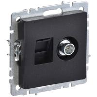 BRITE Роз. двойная TV+RJ45 кат.5E РТВ/РК12-БрЧ черн. IEK