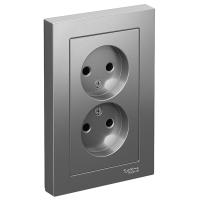AtlasDesign сталь розетка скрытая 2-мест IP20 