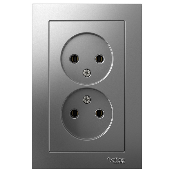 AtlasDesign сталь розетка скрытая 2-мест IP20 
