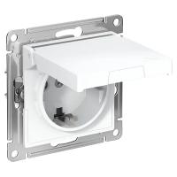 AtlasDesign белый механизм розетки скрытая 1-мест заземление с крышкой шторки быстрозажим. клем. IP20 
