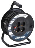 Удлинитель 4-мест 30м ПВС 3*1 черный катушка IP20 GENERICA (IEK) аналог9492621