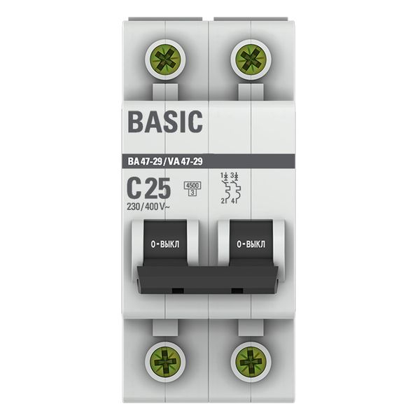 Автомат 2Р 25А C 4,5кА ВА47-29 EKF Basic 