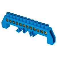 Шина нулевая 8*12 12групп комбинированный DIN-изолятор типа "Стойка" синий винтовой на DIN-рейку EKF