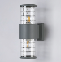 Светильник садово-парковый настенный 11Вт E27 металл серый IP54 на 2 лампы