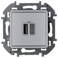 Инспириа алюминий розетка USB скрытая 2-ая тип А-С 240В/5В 3000мА