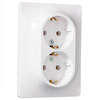 Глосса белый розетка скрытая 2-мест заземление IP20 в сборе