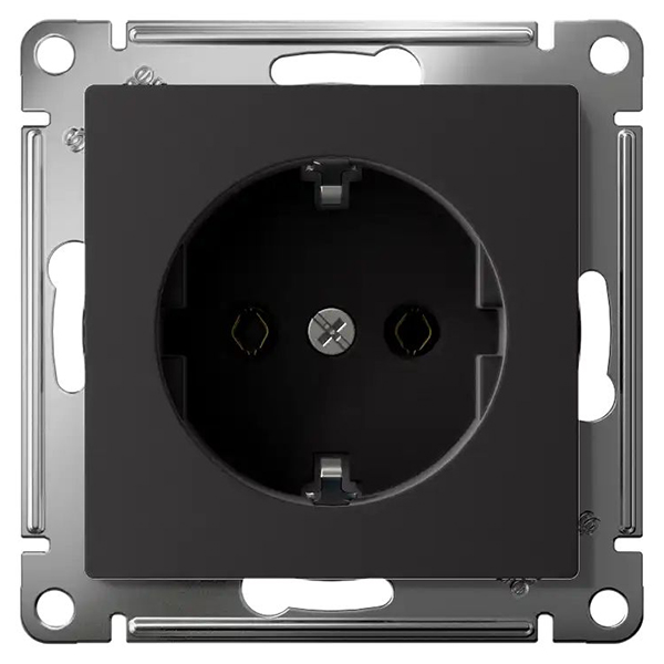 AtlasDesign карбон розетка скрытая 1-мест заземление быстрозажим. клем. IP20 