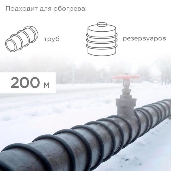 Провод нагревательный 40Вт/м саморег обогрев труб/крыш/водосток 65°С PROconnect УФ-защ SRL40-2