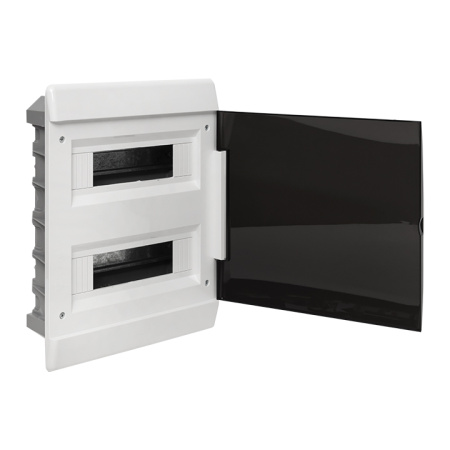 Бокс 24мод встраиваемый  белый черная прозрачная дверь IP41 SlimBox EKF 