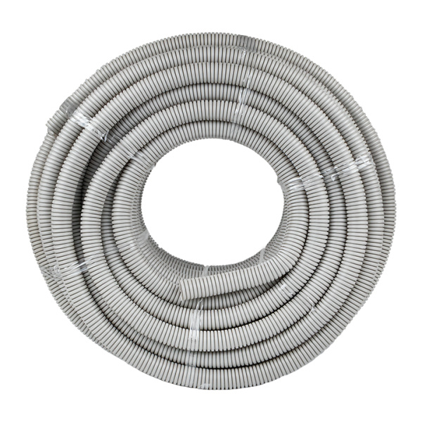 Труба гофра 32мм ПВХ 50м серый EKF с протяжкой 