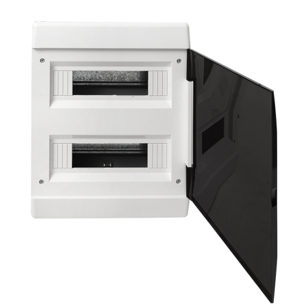 Бокс 24мод встраиваемый  белый черная прозрачная дверь IP41 SlimBox EKF 