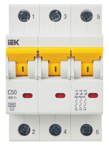 Автомат 3Р 50А C 6кА ВА47-60М IEK 