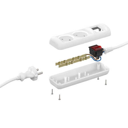 Удлинитель 2-мест 1,5м ПВС 2*1 белый выкл ЭРА  