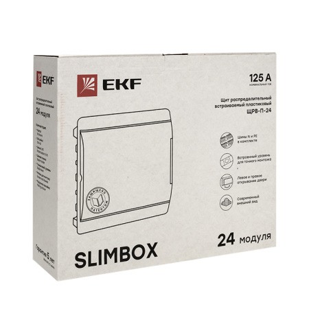 Бокс 24мод встраиваемый  белый черная прозрачная дверь IP41 SlimBox EKF 