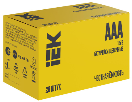 Батарейка AAA(мизинчик) алкалиновая Box28 IEK 