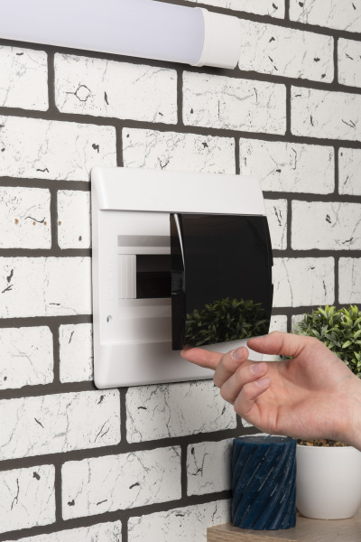 Бокс 12мод встраиваемый белый черная прозрачная дверь  SlimBox EKF 