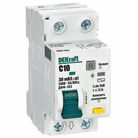 Дифавтомат 2Р 10А C 30мА 4,5кА ДИФ-103 2мод Schneider Electric DEKraft